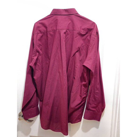 Kilburne & Finch Men’s Dress Shirt 17 34/35 Burgundy – Classic Fit Long Sleeve - Picture 7 of 13